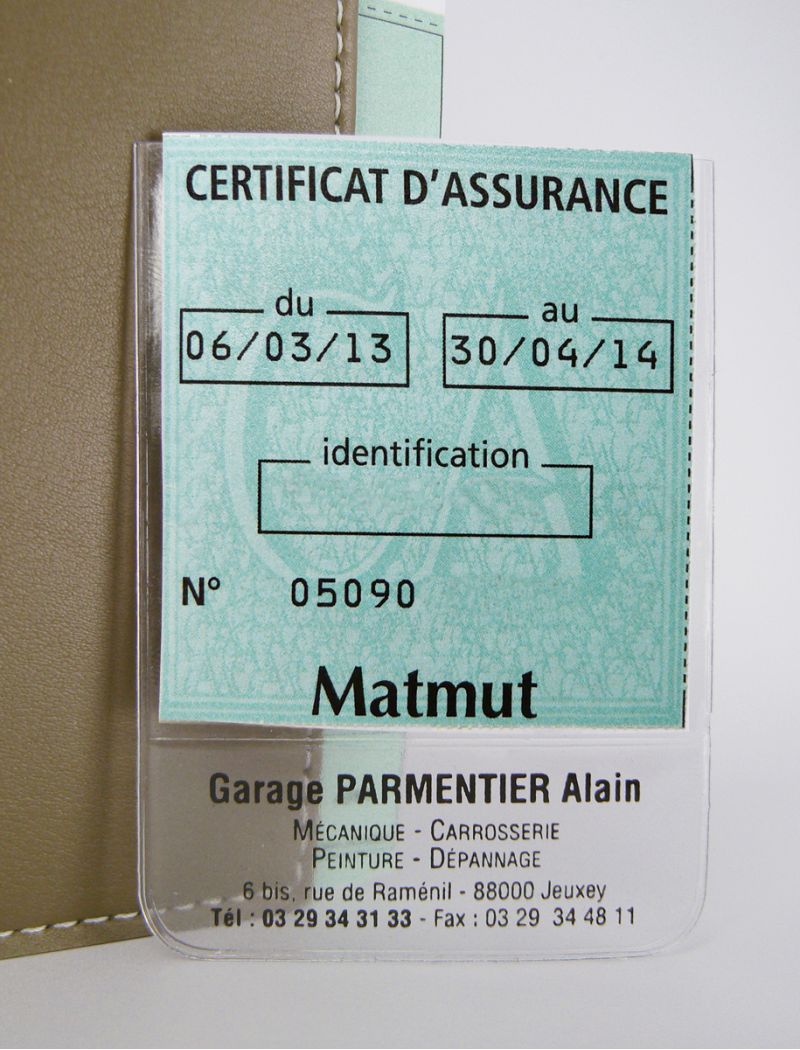 Porte-vignette assurance transparent recto