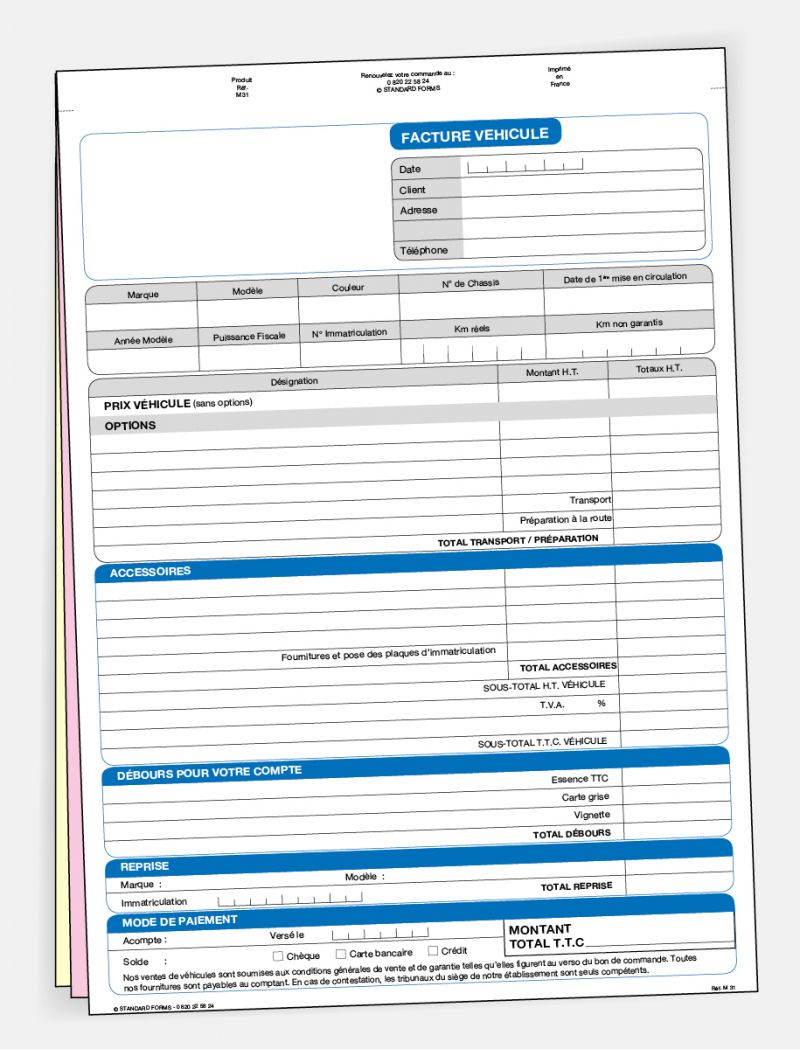 Facture VN/VO sans personnalisation