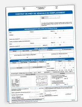 Contrat de prêt de véhicule ou de remplacement sans personnalisation