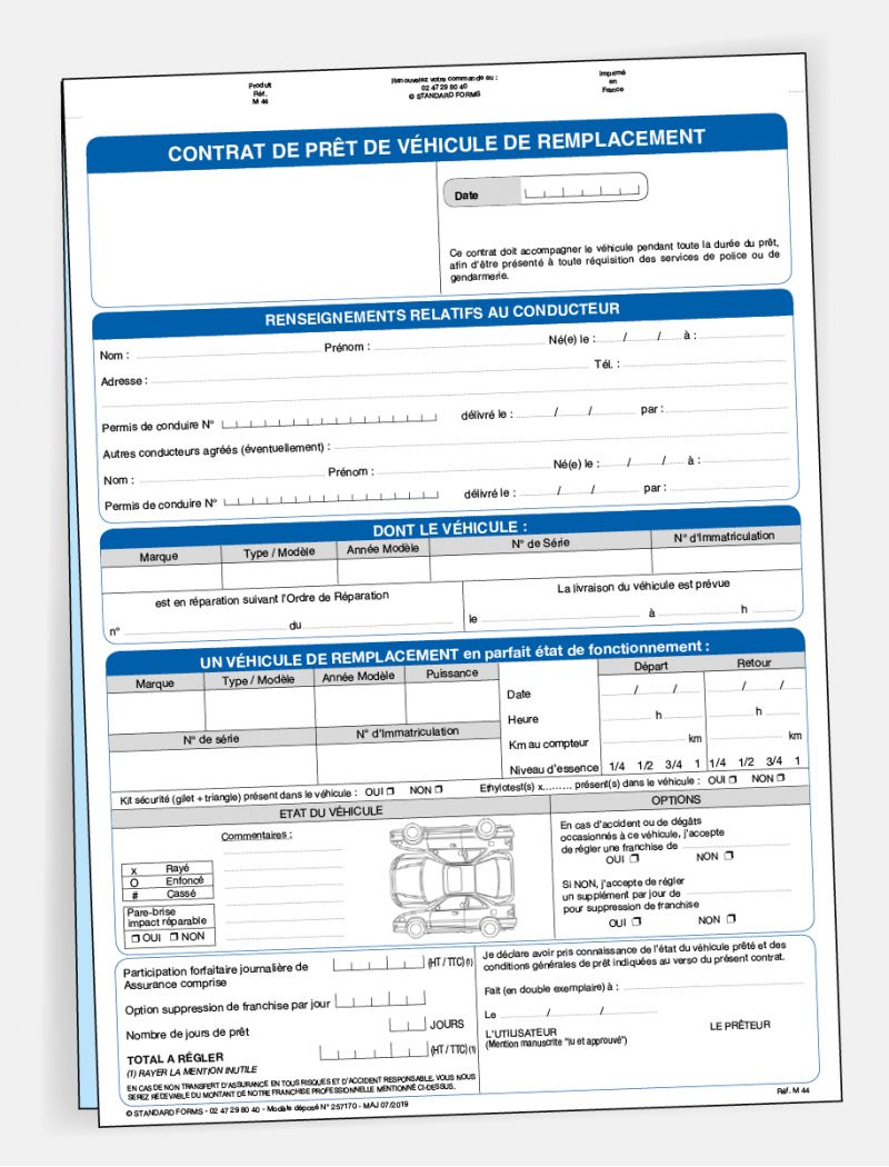 Contrat de prêt de véhicule à titre gratuit sans personnalisation