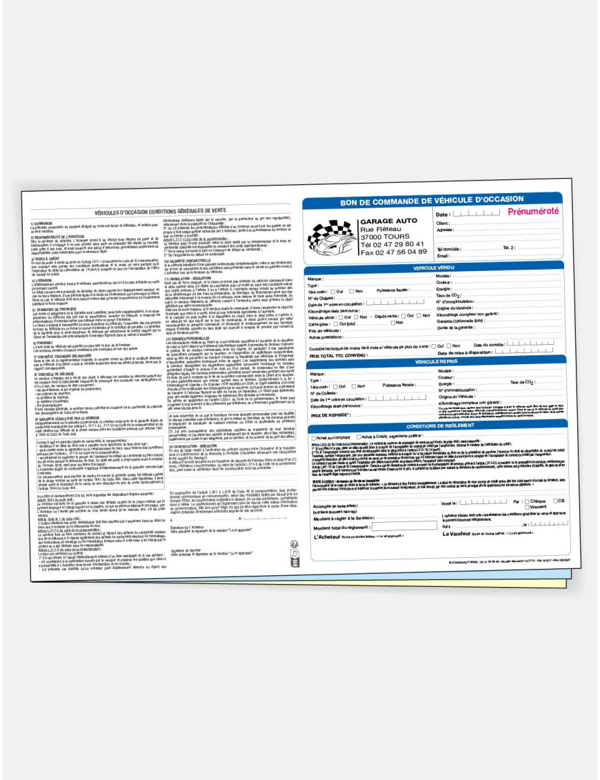 Bon de commande VO de professionnel à professionnel