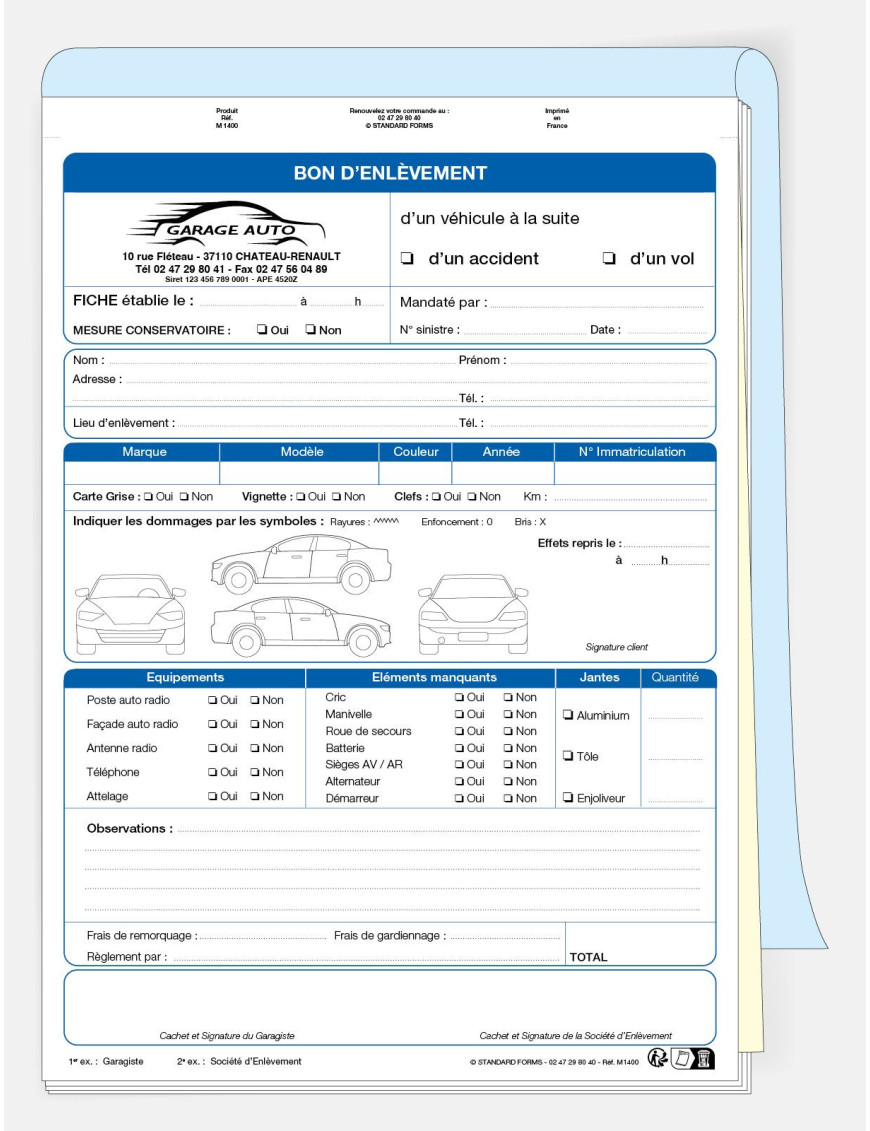 Bon d’enlèvement en carnet