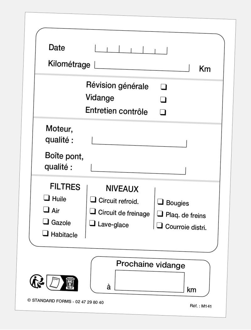 étiquettes de révision Fiches de révision et d'entretien du véhicule  autoadhésives Sélection de divers autocollants