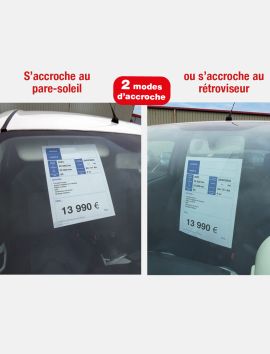 Porte-affichette de prix VN/VO vertical 2 en 1