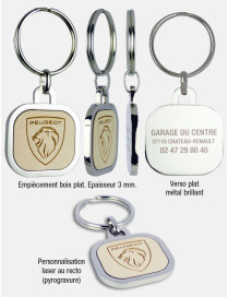 Porte-clés bi-matières Métal & Bois