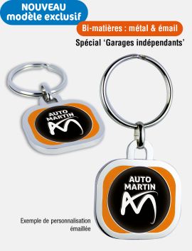 Porte-clés bi-matières Métal & Email “Spécial Garages indépendants”