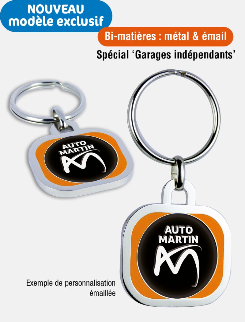 Porte-clés bi-matières Métal & Email “Spécial Garages indépendants”