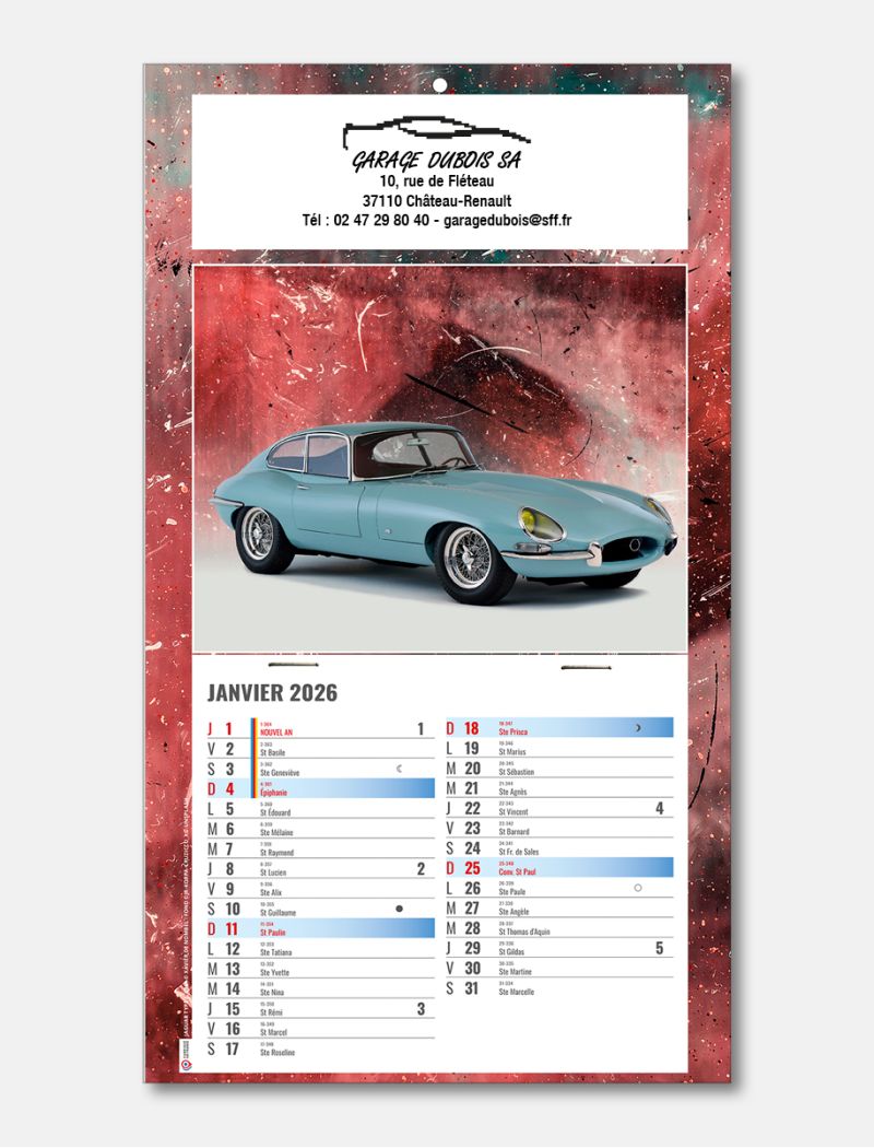 Calendrier illustré dos carton