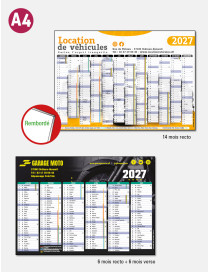 Calendrier bancaire REMBORDÉ A4 et A3