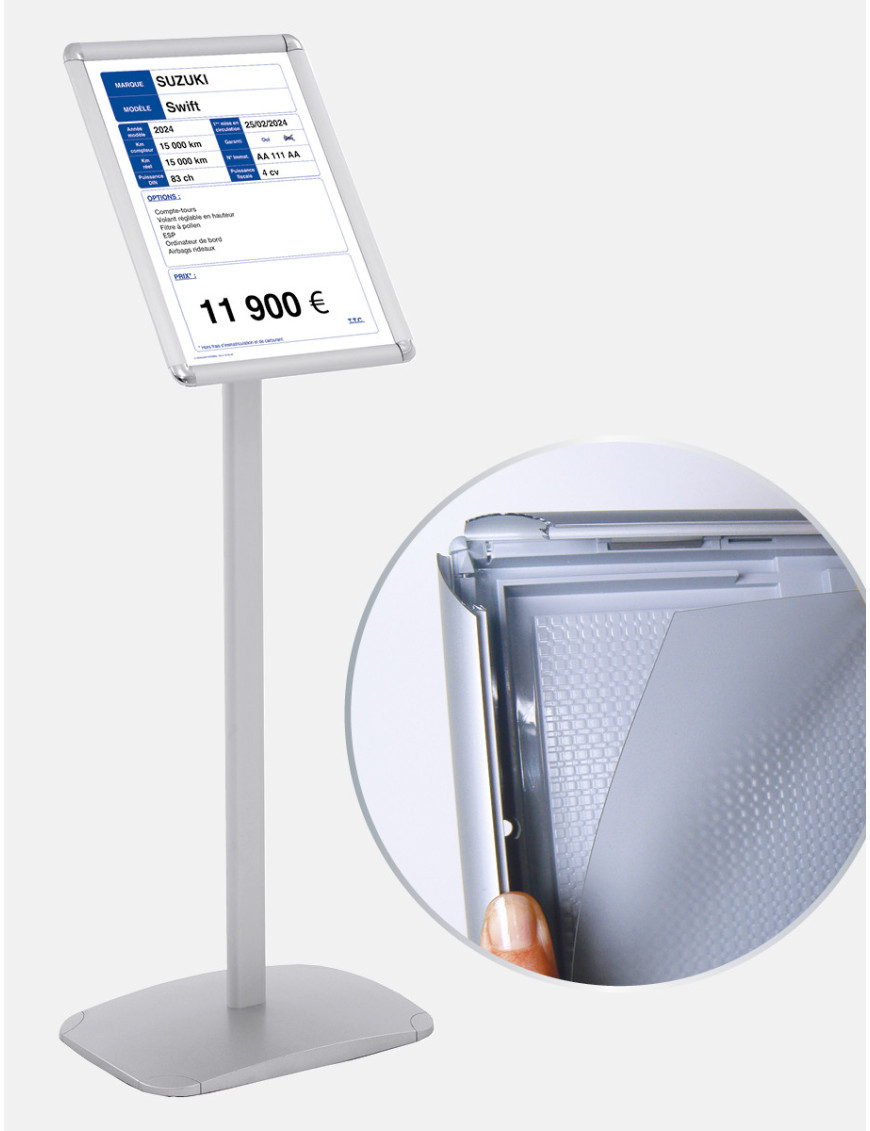 Porte message Cadro-Clic® A4 argent