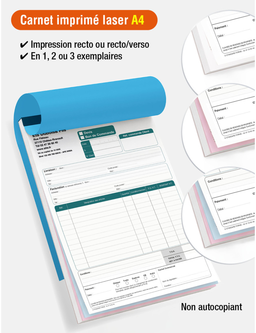 Carnet imprimé Laser A4 sur mesure